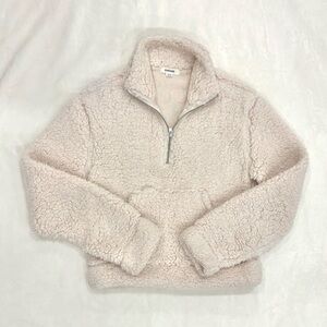 Garage White/Cream Fluffy Quarter Zip Sherpa Sweater